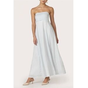 $299 NWT Lusana “Talia” Linen Maxi Dress in Echo Sz Medium